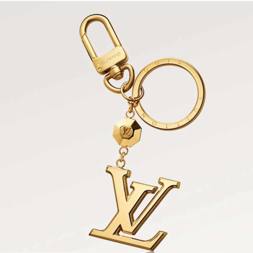 Louis Vuitton Gold Tone LV Monogram Key Holder Charm